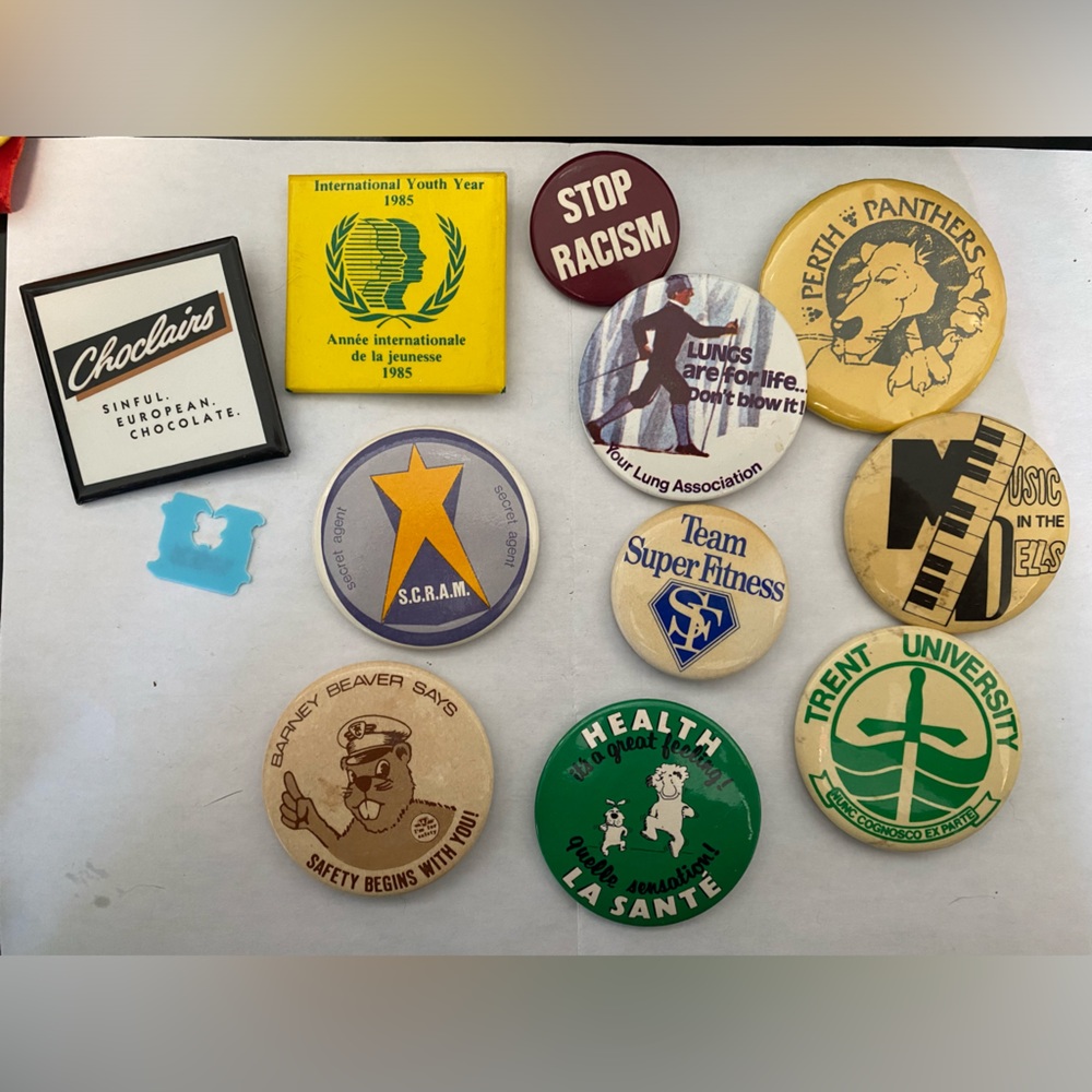Vintage pin backs.